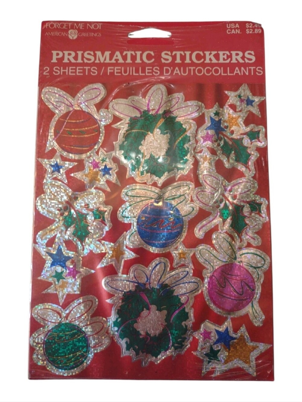 American Greetings Prismatic Holiday Sticker Pack - Christmas Vintage NEW